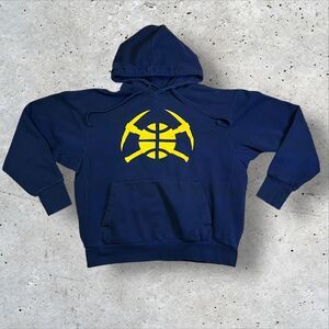 Denver Nuggets Nike Hoodie Size Medium Big Logo Navy Pullover NBA